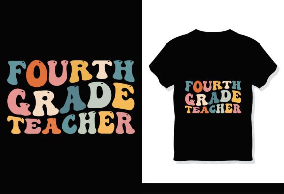 Fourth Grade Teacher Retro Groovy Shirt Graphics