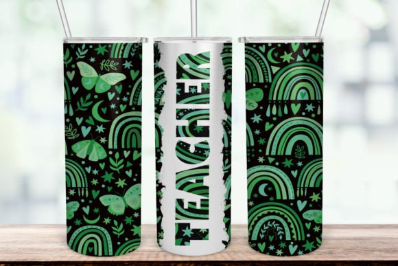 Green BoHo Teacher 20 Oz Skinny Tumbler