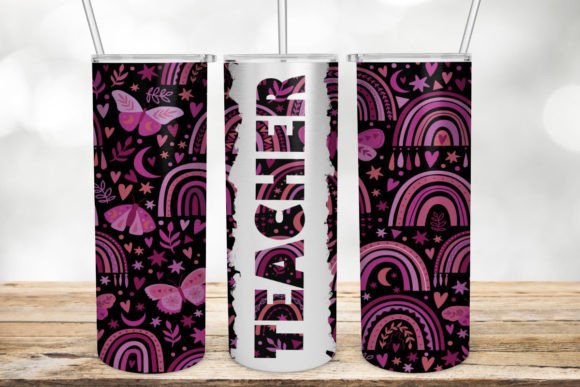 Pink BoHo Teacher 20 Oz Skinny Tumbler